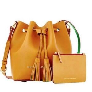 Dooney & Bourke Serena Crossbody Bucket Bag Butterscotch and Green